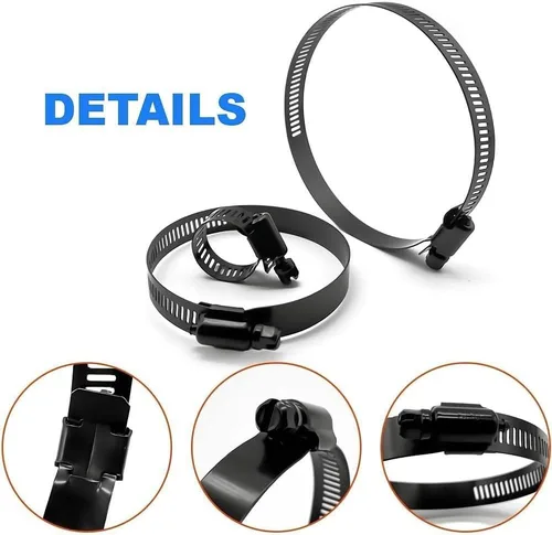 Miniatura 7 de Abrazadera de manguera de acero inoxidable ajustable de 6 a 1.496 in, abrazaderas de manguera de engranaje helicoidal, kit surtido para fontanería