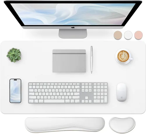Miniatura 37 de Bloss Almohadilla de escritorio de cuero y reposamuñecas para teclado, alfombrilla grande para mouse + almohadilla para teclado + soporte de muñeca
