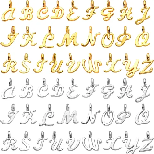 156 unids/6 juegos de letras del alfabeto ABC colgantes de aleación A-Z colgantes alfabéticos abalorios sueltos DIY collar, pulsera, aretes,
