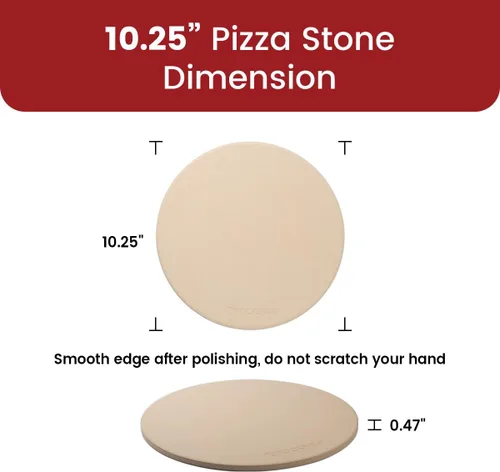 Miniatura 5 de K ROCKSHEAT - Piedra para pizza de 10.25 pulgadas para parrilla, piedra para hornear pan pequeño para horno, piedra de pizza de cordierita redonda