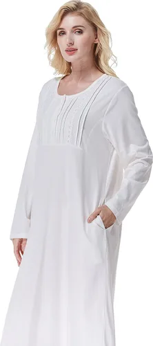Miniatura 5 de Keyocean Camisones para mujer, algodón suave, cómodo, ligero, manga larga, camisón para dormir