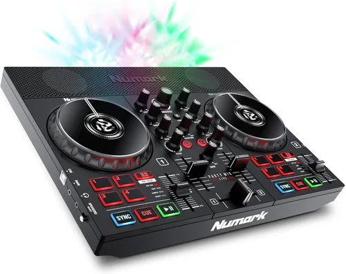 Numark Party Mix Live DJ Controller con altavoces, luces, 2 cubiertas, mezclador, interfaz de audio y Serato Lite