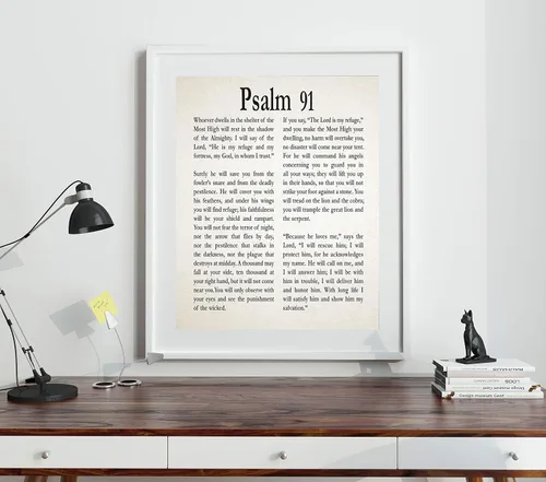 Miniatura 5 de Salmo 91 - Póster de salmo impreso, arte de pared de salmo, regalo cristiano para amigo, regalo para hijo, regalo para hija, regalo de coraje