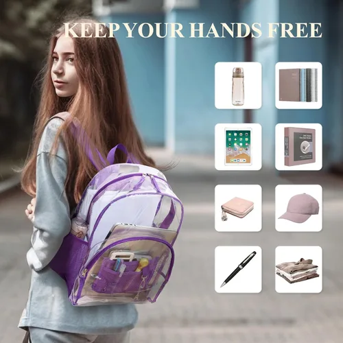 Miniatura 3 de PACKISM Mochila transparente resistente, para estudiantes, escuela, Computadora portátil