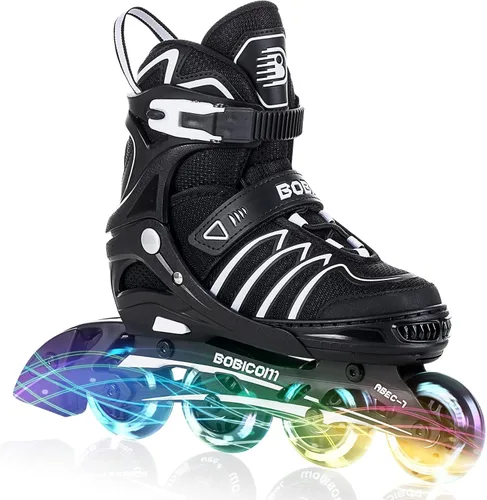 Patines en línea ajustables con ruedas de luz completa, patines iluminadores al aire libre para niños y adultos, niñas y niños, hombres y mujeres