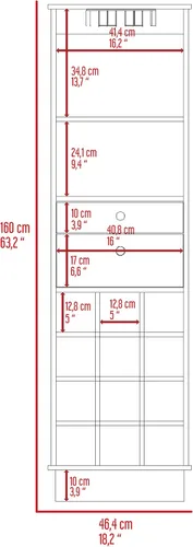 Miniatura 9 de FM FURNITURE Hype - Armario de bar con 12 cubos de vino, 2 cajones, estante de vidrio y estante, color negro