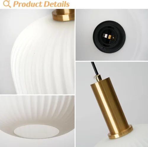 Miniatura 3 de Moderna lámpara colgante con enchufe de mediados de siglo, lámpara colgante de vidrio lechoso, lámpara colgante enchufable con luz de techo
