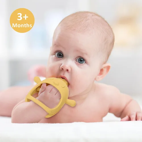 Miniatura 4 de Socub Juguetes de dentición de silicona para bebés de 3-6 y 6-12 meses, guante de dentición de silicona anti-caída sin BPA, juguetes para masticar