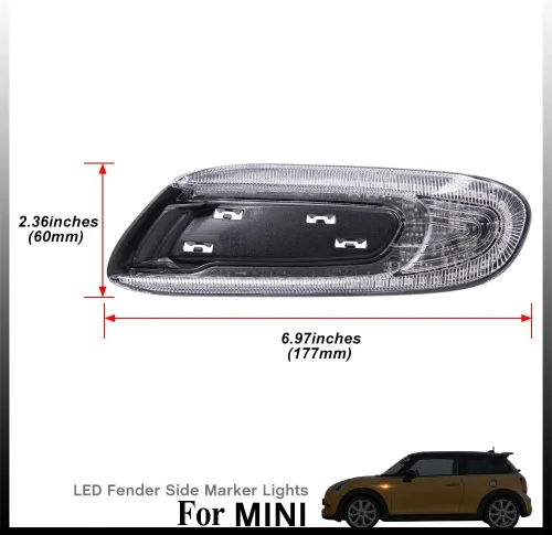Miniatura 6 de Lente transparente ámbar dinámico Led Side Fender Marker Light para Mini Cooper F55 F56 F57 Led Señal de giro Sidemarker Lámparas OEM # 7298348