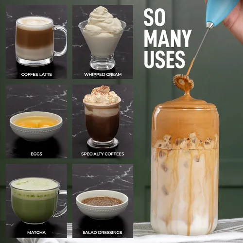 Miniatura 367 de Zulay Milk Boss Espumador de leche potente manual, hace espuma para latte, batidor para mezclar bebidas, café, miniespumador para capuchino, frappé