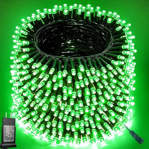 Miniatura 14 de Pooqla Guirnalda de 200 luces LED para interiores y exteriores, luces verdes de Halloween de 66 pies, enchufables con temporizador, 8 modos Alambre