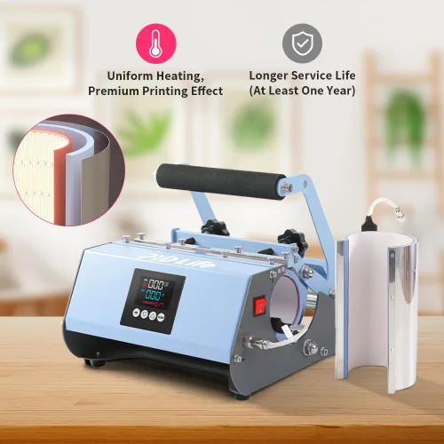 Miniatura 5 de PYD Life Máquina de prensa térmica de vasos 2 en 1 de 40 onzas, 110 V, azul, 20 onzas, 30 onzas, prensa de calor para vasos de 40 onzas con asa