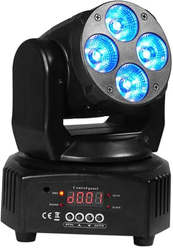 Miniatura 5 de Rockville RockOn-7 - Luz de lavado de cabeza móvil RGBW de 40 W, DMX de 14/16 canales, activada por sonido, control remoto, giro de 540°
