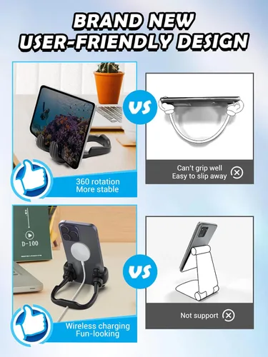 Miniatura 6 de CALDEVER Rellenos de Calcetín para Adolescentes Niños Niñas Adultos Soporte para Teléfono Celular Patentado Paquete de 2 Soporte Perezoso Thumbs Up