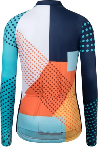 Miniatura 3 de Camiseta de ciclismo de manga larga para mujer, con 3 bolsillos traseros, transpirable, de secado rápido