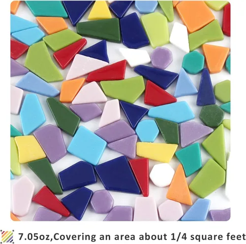 Miniatura 4 de Youway Style Azulejos de mosaico para manualidades a granel, piezas de vidrio de mosaico roto de 7.05 oz para manualidades de mosaico de jardín