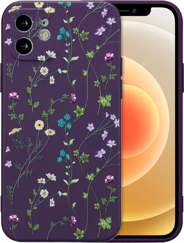 Miniatura 111 de RALEAVO Funda Floral para iPhone 12, Cubierta de Silicona Líquida con Bonito Patrón de Rama de Flores para Niñas y Mujeres, Funda Protectora de Goma