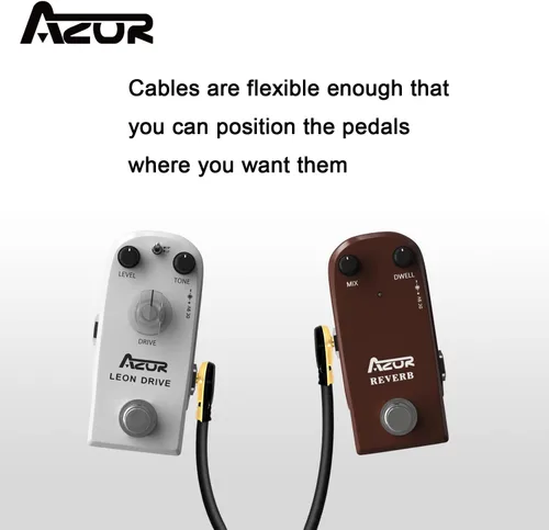 Miniatura 3 de AZOR Cables de parche de guitarra de 4 pulgadas, paquete de 3 cables de pedal de efectos de 0.23 pulgadas, cables de instrumento de ángulo recto