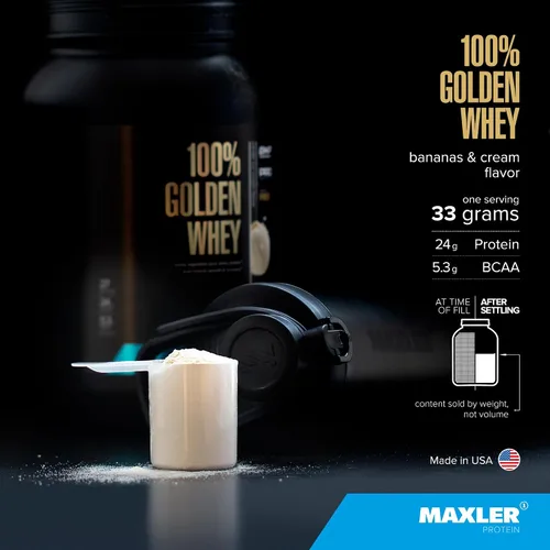 Miniatura 4 de Maxler Proteína de suero de leche 100% dorada, 0.94 onzas de proteína por porción, proteína de suero en polvo para antes del entrenamiento