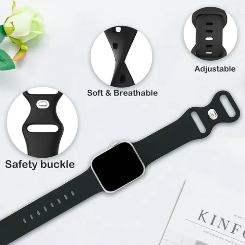 Miniatura 3 de Compatible con correa de reloj de 40 mm, 38 mm, 41 mm, 42 mm, 44 mm, 45 mm, 49 mm para hombres y mujeres, correa de repuesto deportiva transpirable