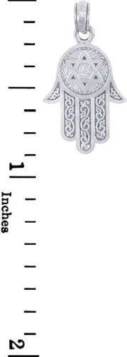 Miniatura 2 de Colgante Hamsa, con diseño de estrella de David, plata de ley 925, Plata esterlina, Circonita Cúbica