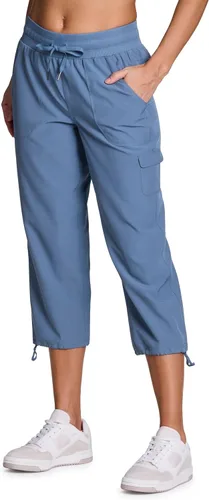 Miniatura 37 de RBX - Pantalón capri deportivo con cordón,ligero, con bolsillos y estilo cargo, para mujer