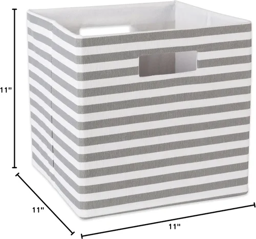 Miniatura 27 de DII Cubo de almacenamiento plegable de poliéster, a rayas, negro, grande