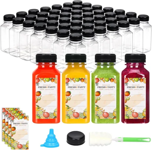 Miniatura 10 de TOMNK 12pcs 2oz Plastic Shot Juice Bottles with Caps, Reusable Clear Bulk Beverage Containers for Ginger Shot, Juice, Milk and Other Beverages