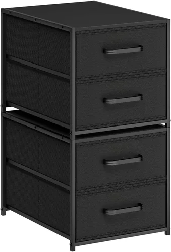 Miniatura 9 de Homsorout Cajones de almacenamiento apilables, cajones de armario de 2 niveles, organizador de armario con asas de metal, mesita de noche con Blanco