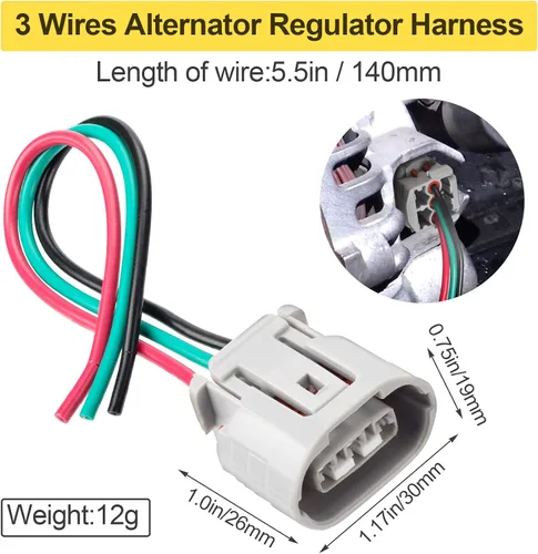 Miniatura 2 de PAGOW Arnés de regulador de alternador de 3 cables, conector de coleta de alternador de repuesto para Infiniti EX35 G35, Nissan 350Z Maxima Rogue