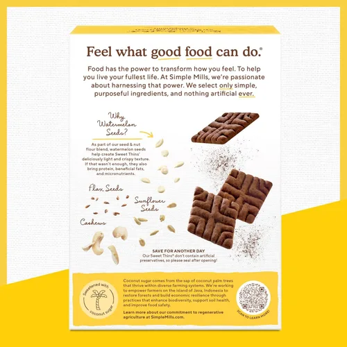 Miniatura 5 de Simple Mills Sweet Thins Cookies, harina de semillas y nueces, brownie de chocolate, sin gluten, apto para paleo, aperitivos saludables, 4.25 onzas