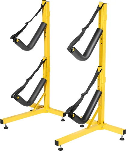 Estante de almacenamiento doble para kayak, almacenamiento independiente para dos kayak, SUP, canoa y paddleboard, interior y exterior o garaje