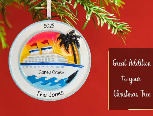 Miniatura 5 de Adorno de Navidad personalizado de crucero 2025 Decoración de árbol de Navidad de viaje de vacaciones de crucero – Regalo de recuerdo de carnaval