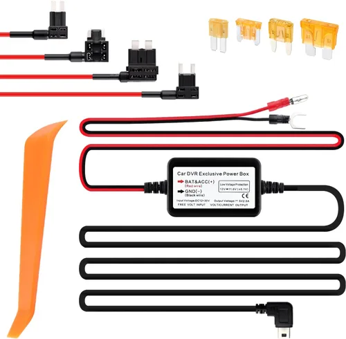 Miniatura 9 de Kit de cable micro USB para cámara de tablero de 9.68 pies, 12 V-30 V a 5 V 2.5 A, cargador de cámara de tablero de automóvil, fuente
