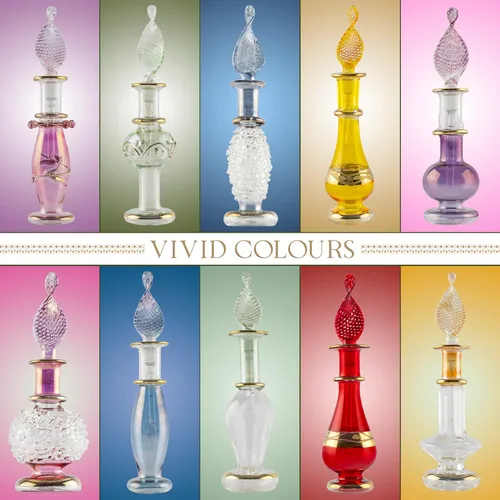 Miniatura 4 de CraftsOfEgypt Genie - Botellas de perfume en miniatura de vidrio soplado para perfumes y aceites esenciales, juego de 10 frascos decorativos, cada
