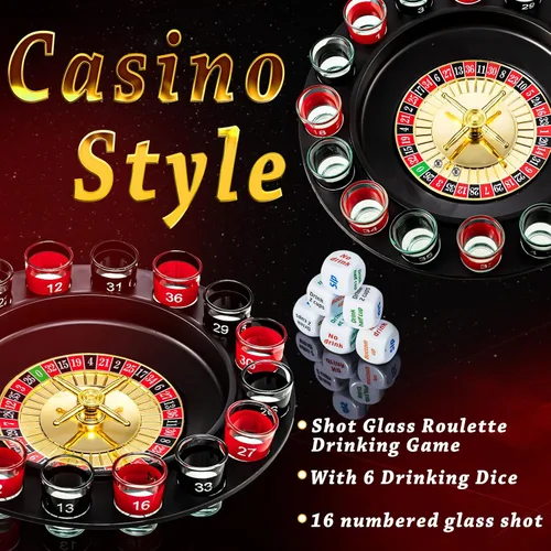Miniatura 2 de Hiboom Juego de ruleta de vaso de chupito y juego de dados para beber, 16 vasos y 2 bolas para adultos, reuniones familiares, bares, suministros