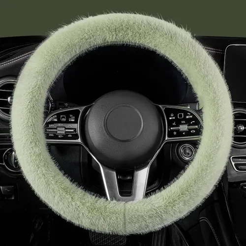 Miniatura 13 de LACDL Fundas mullidas de invierno para volante de automóvil, para mujer, cálida y bonita funda para volante de automóvil para sedán, SUV, súper Negro