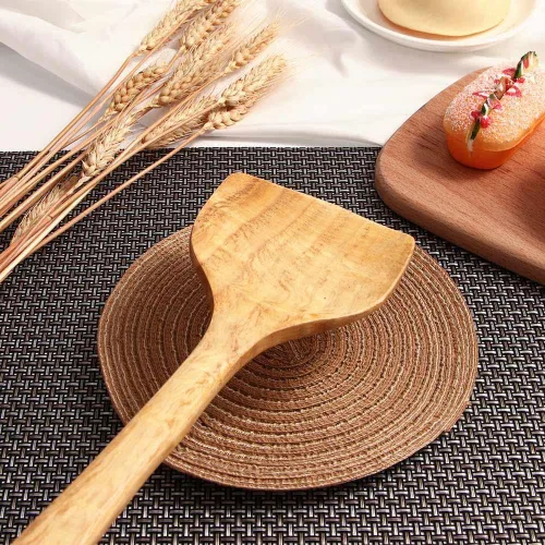 Miniatura 5 de Espátula de madera para cocinar, espátula de cocina de mango largo, pala de arroz, espátula antiadherente, cucharas de madera, raspador, cuchara