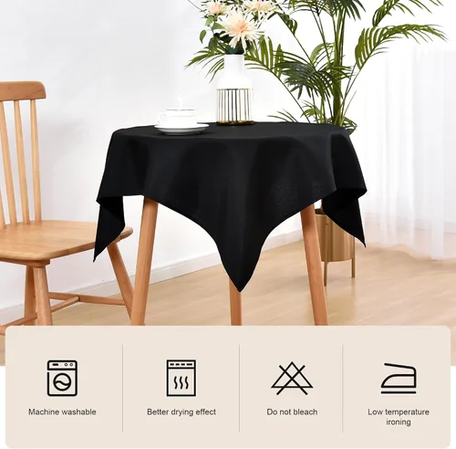 Miniatura 4 de Wolkemer Mantel cuadrado pequeño de 36 x 36 pulgadas, tela lavable, mantel sólido negro para decoración de mesita de noche, cabeceros, mesas