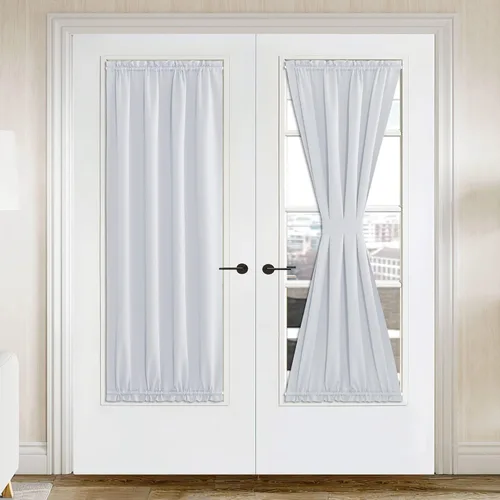Miniatura 163 de NICETOWN Cortinas opacas unicolor con aislamiento térmico para puerta francesa, granja, oscurecimiento de habitación, puertas y ventanas de Marrón