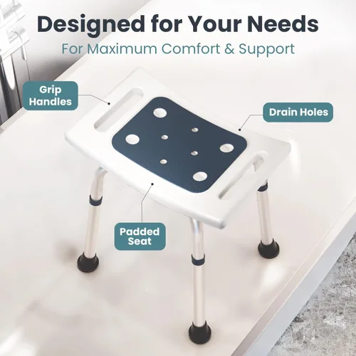 Miniatura 6 de PELEGON Silla de ducha para ducha interior (350 libras), altura ajustable, asiento acolchado, silla de ducha para ancianos y discapacitados, silla