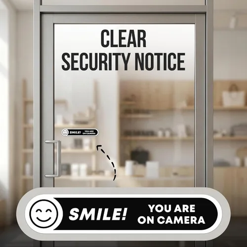 Miniatura 2 de Calcomanías para cámara Smile You're On (8 piezas) – Adhesivo fuerte, resistente al agua, letreros de «You are on» Tamaño 5 x 1 pulgadas. Adhesivos