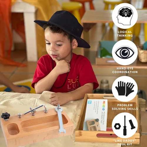 Miniatura 6 de MEROCO Montessori - Tablero de destornilladores - Juguetes educativos de aprendizaje para niños de 3 a 5 años - Juguete Montessori sensorial
