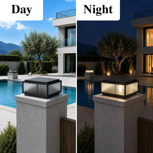 Miniatura 7 de Lámpara de porche al aire libre, luz grande de pilar de columna de puerta negra de 19.68 pulgadas Modern Black Waterproof Pedestal Bollard