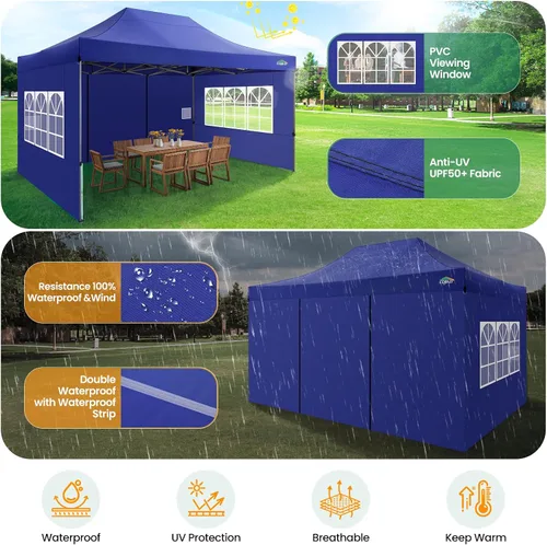 Miniatura 278 de COBIZI Tienda de campaña desplegable de 6.6 x 6.6 pies, toldo resistente, fácil de instalar, impermeable, para exteriores, fiestas, playa, jardín