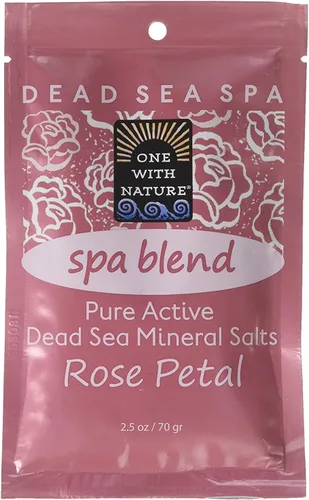One With Nature Rose One With Nature - Sales de baño con pétalos de rosa, mezcla de spa del mar muerto, 1.13 libras