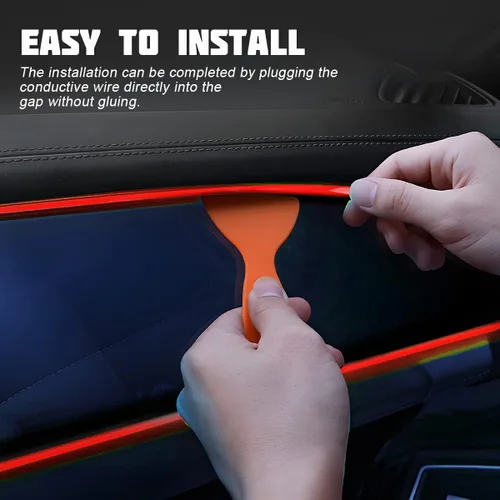 Miniatura 4 de Tira de luces LED de cable EL, tira de luz de neón automática USB de 10 pies/3M con borde de costura, kits de iluminación ambiental