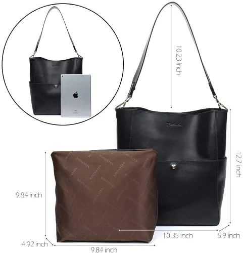 Miniatura 5 de BOSTANTEN - Bolsos de piel para mujer, con cierre RFID, cierre de cremallera, tarjetero para teléfono