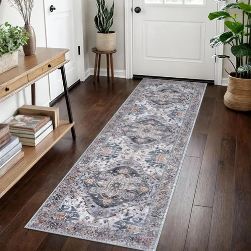 Miniatura 163 de SIILOOM Alfombra lavable de 2 x 3 pies, alfombra suave color taupe ceniza para entrada, tapete antideslizante para puerta de interior, tapete