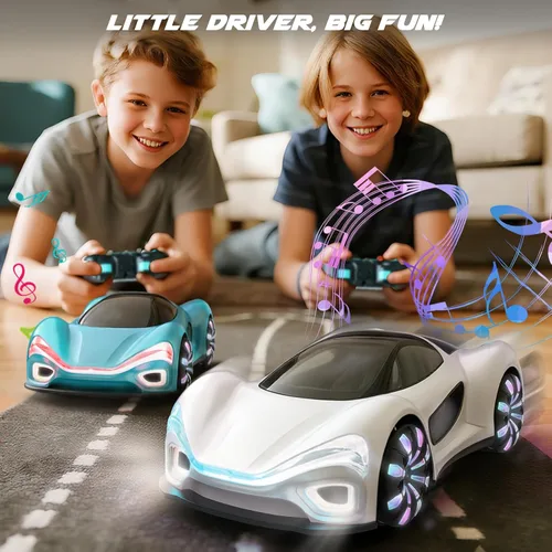 Miniatura 8 de SIMREX Auto de control remoto con detección de gestos con base de carga, juguete de auto de acrobacias a control remoto giratorio de 360°, tiempo